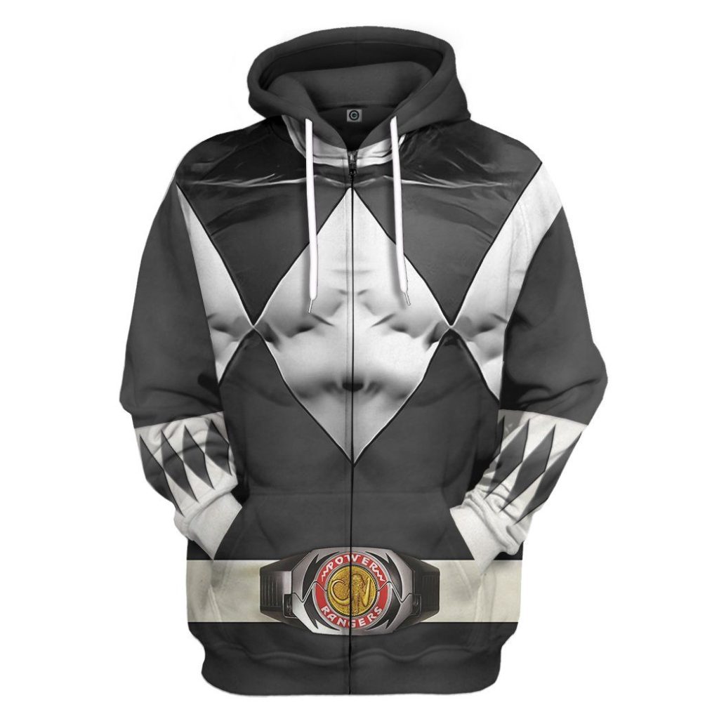 Mighty Morphin Black Power Rangers Zipped Hoodie