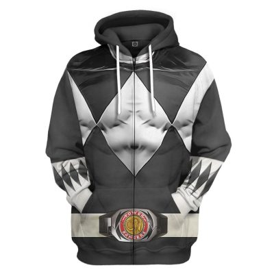 Mighty Morphin Black Power Rangers Zipped Hoodie