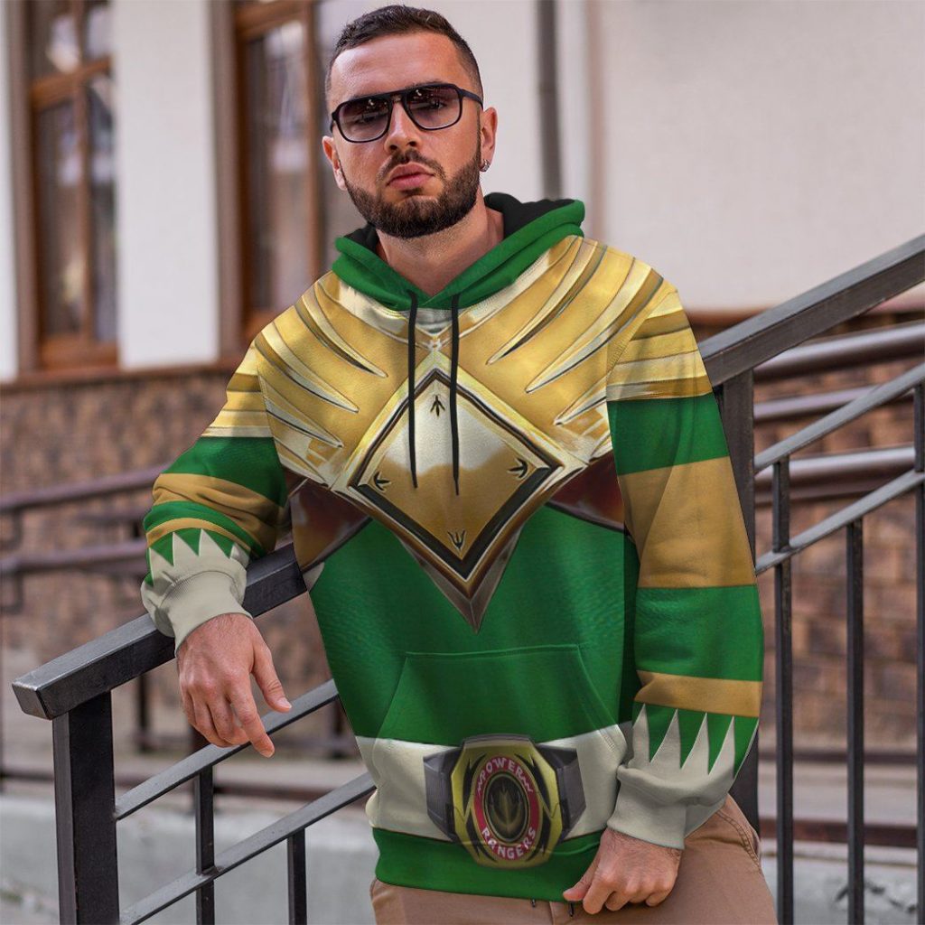 Mighty Morphin Green Power Rangers Hoodie - Image 3