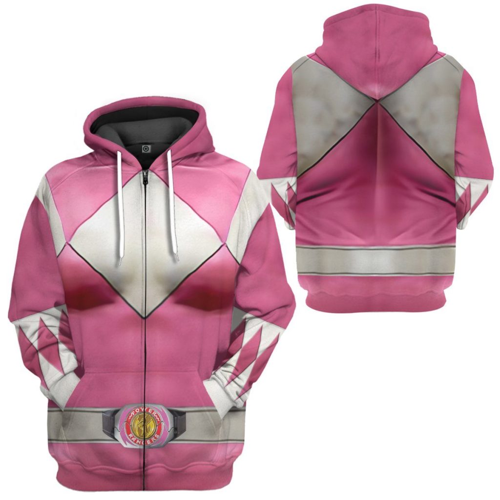 Mighty Morphin Pink Power Rangers Zipped Hoodie - Image 2