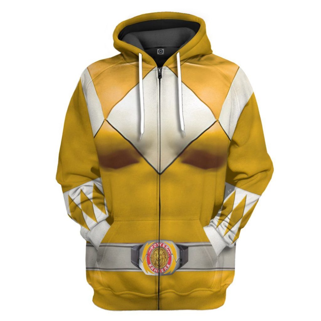 Mighty Morphin Yellow Power Rangers Zipped Hoodie