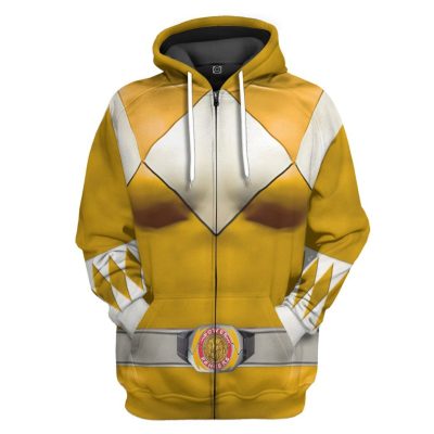 Mighty Morphin Yellow Power Rangers Zipped Hoodie