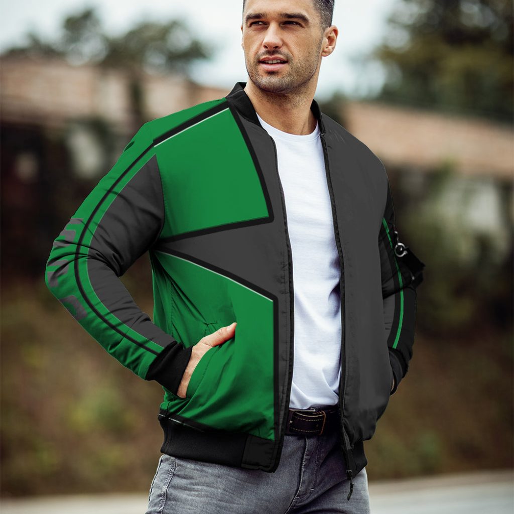 3D Power Rangers SPD Green Uniform Custom Bomber Jacket - Image 5