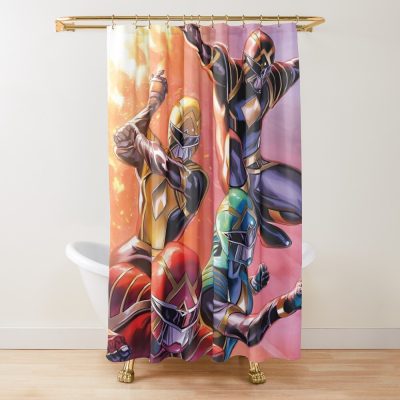Power Rangers All Characters Shower Curtain
