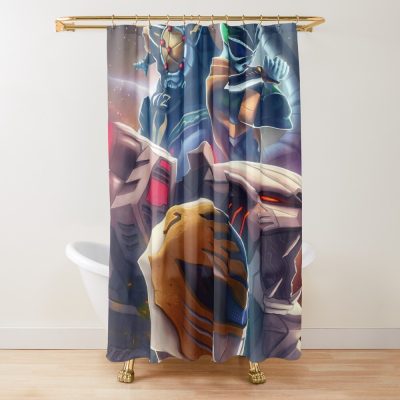 White Green Rangers Shower Curtain
