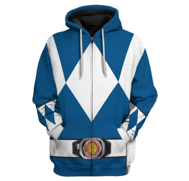 Cosplay Blue MIGHTY MORPHIN Power Ranger Zipped Hoodie - Power Rangers Store