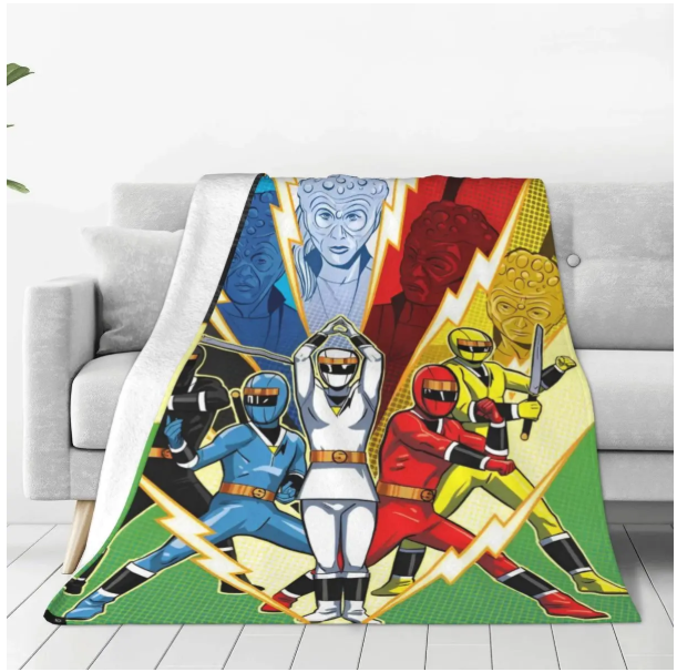 Mighty Morphin Rangers Pose Cartoon Blanket - Power Rangers Store
