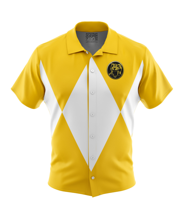 Yellow Ranger Mighty Morphin Power Rangers Button Up Hawaiian Shirt - Power Rangers Store