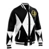 Black Ranger MMPR Varsity Jacket F LEFT Mockup - Power Rangers Store