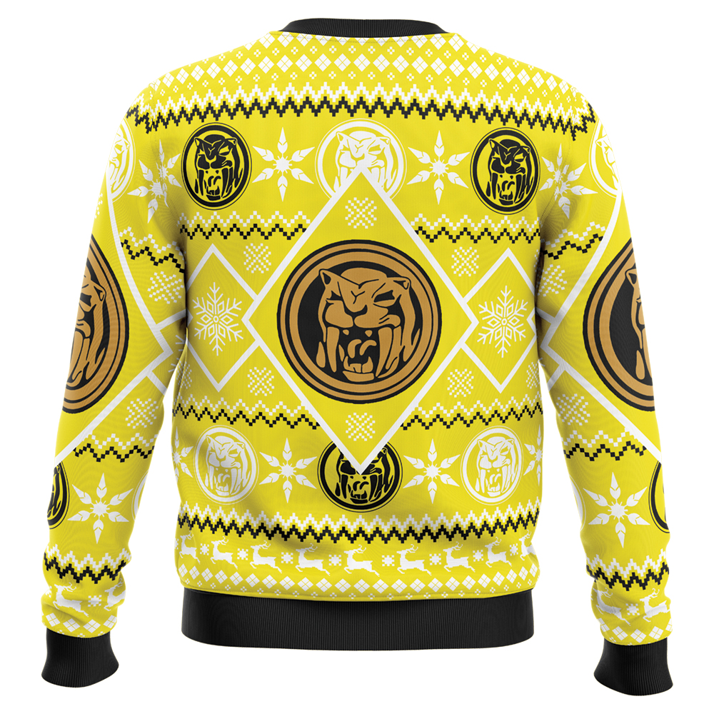 Christmas Yellow Ranger Power Rangers Ugly Christmas Sweater - Image 2
