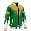 Green Ranger MMPR Varsity Jacket F LEFT Mockup 1 - Power Rangers Store