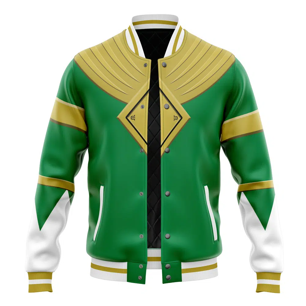 Green Ranger Gold Shield Mighty Morphin Power Rangers Varsity Jacket