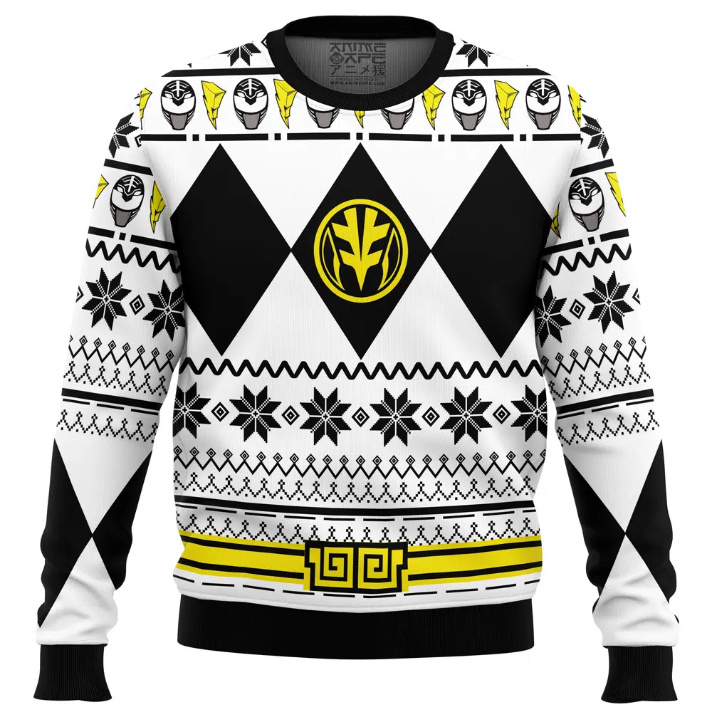 Mighty Morphin White Ranger Power Rangers Ugly Christmas Sweater