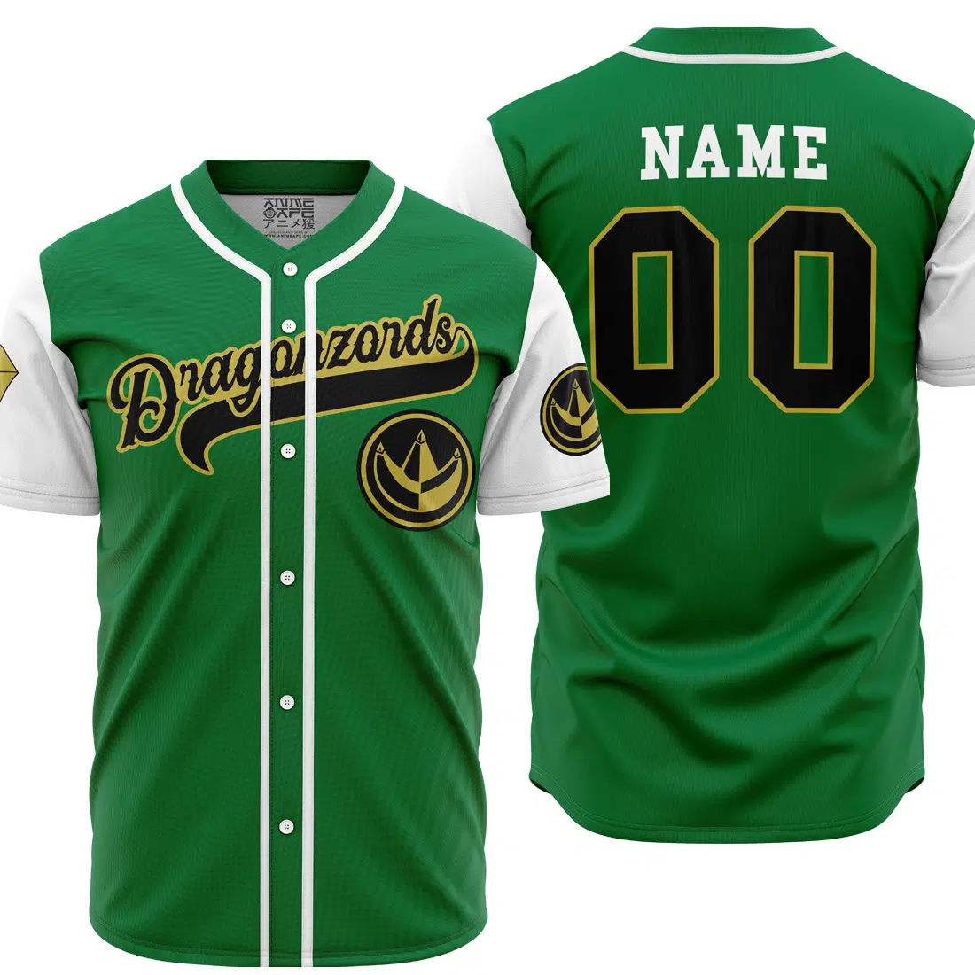 Personalized Dragonzords Green Power Rangers Baseball Jersey