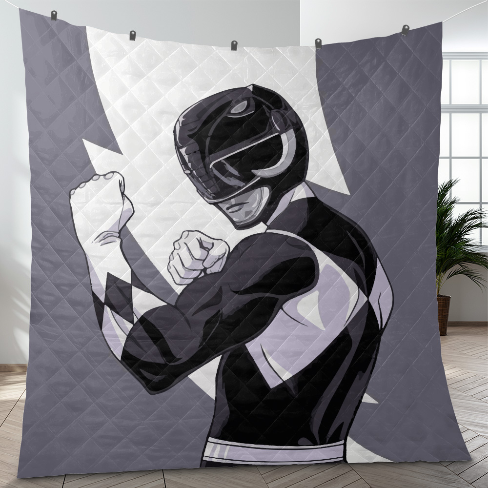 Black Ranger v2 Mighty Morphin Power Rangers Quilt Blanket