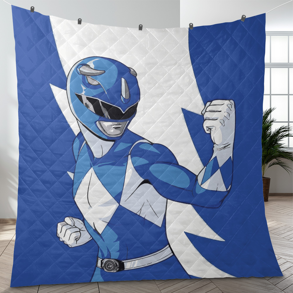 Blue Ranger v2 Mighty Morphin Power Rangers Quilt Blanket