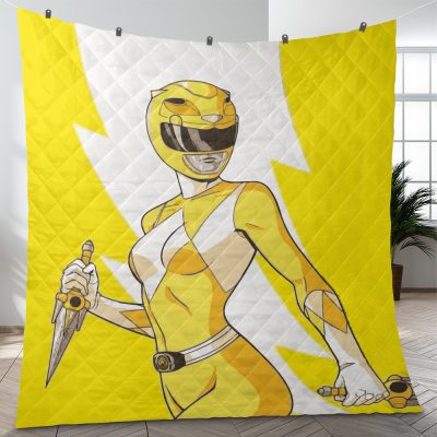 Yellow Ranger v2 Mighty Morphin Power Rangers Quilt Blanket