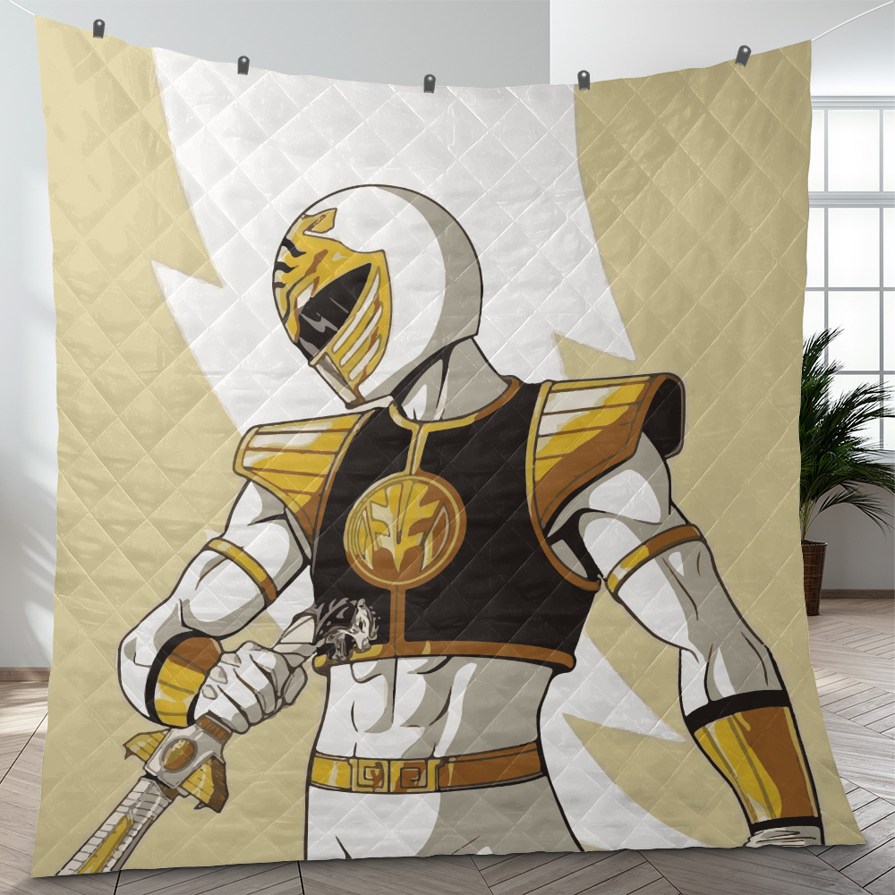 White Ranger v2 Mighty Morphin Power Rangers Quilt Blanket
