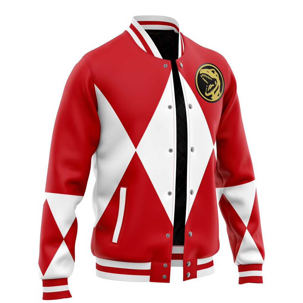 Red Ranger Mighty Morphin Power Rangers Varsity Jacket - Image 2