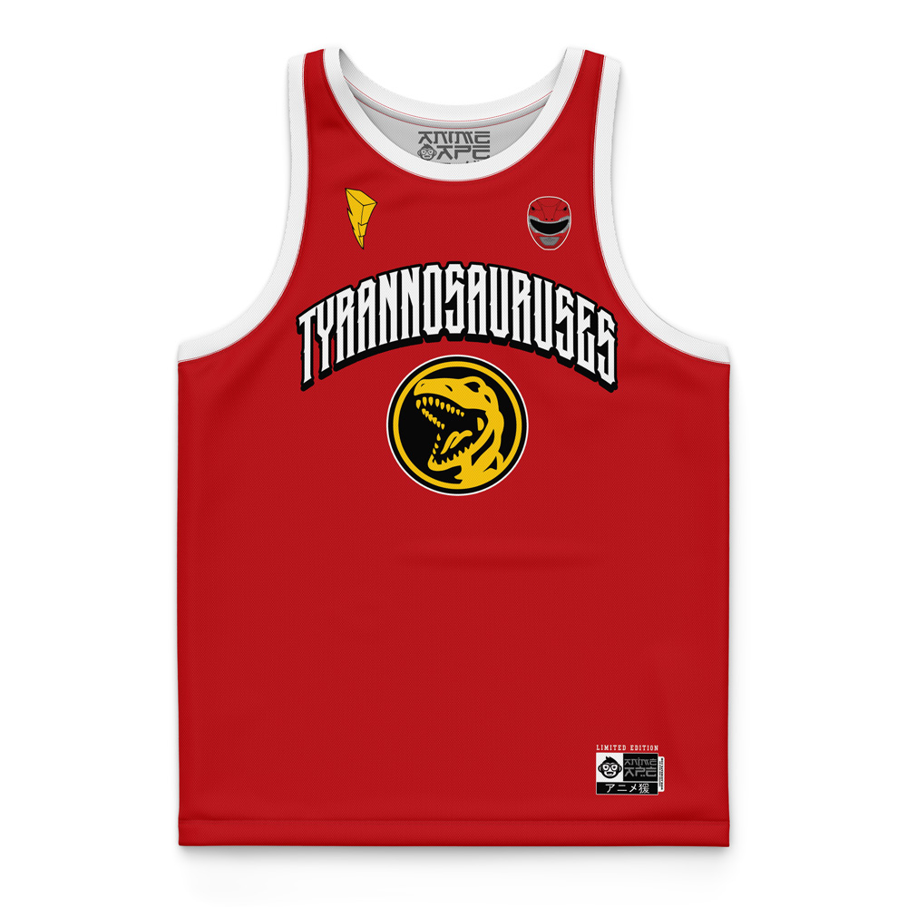 Red Tyrannosauruses Jason Lee Scott Power Rangers Basketball Jersey - Image 3