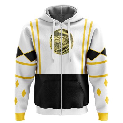 White Ranger Ninjetti  Rangers Zip Hoodie Jacket