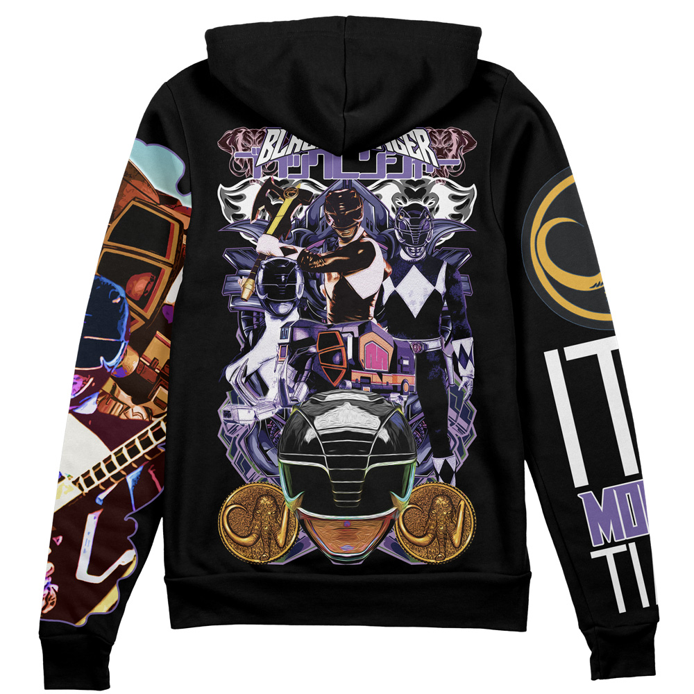 Black Ranger Mighty Morphin Power Rangers Streetwear Zip Hoodie Jacket