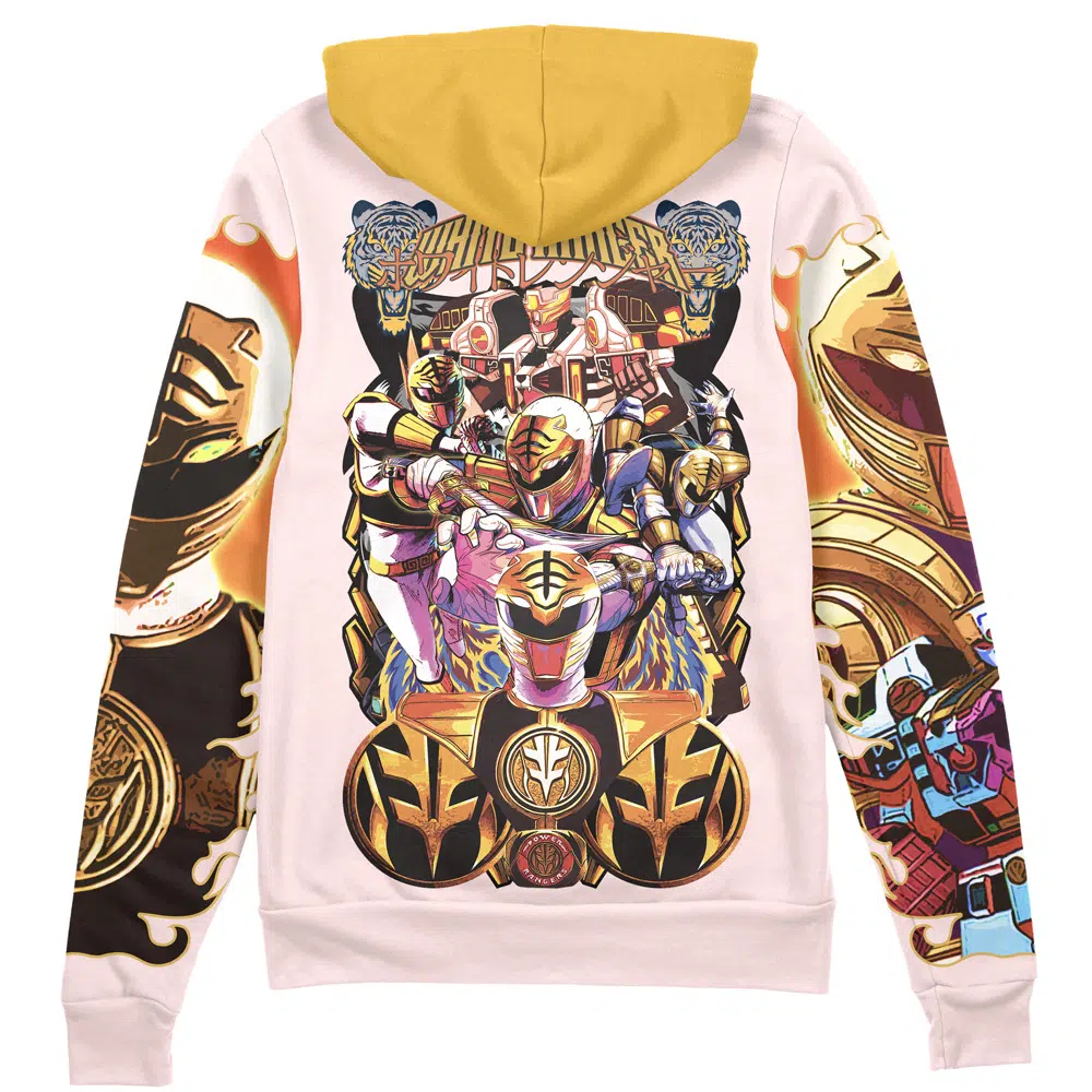 White Ranger Mighty Morphin Power Rangers Streetwear Zip Hoodie Jacket